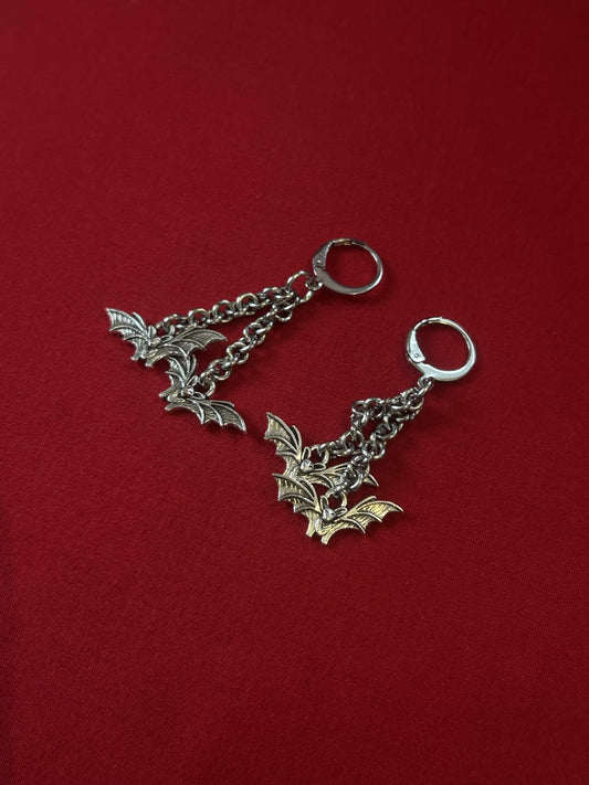 Double-Drop Bat Earrings