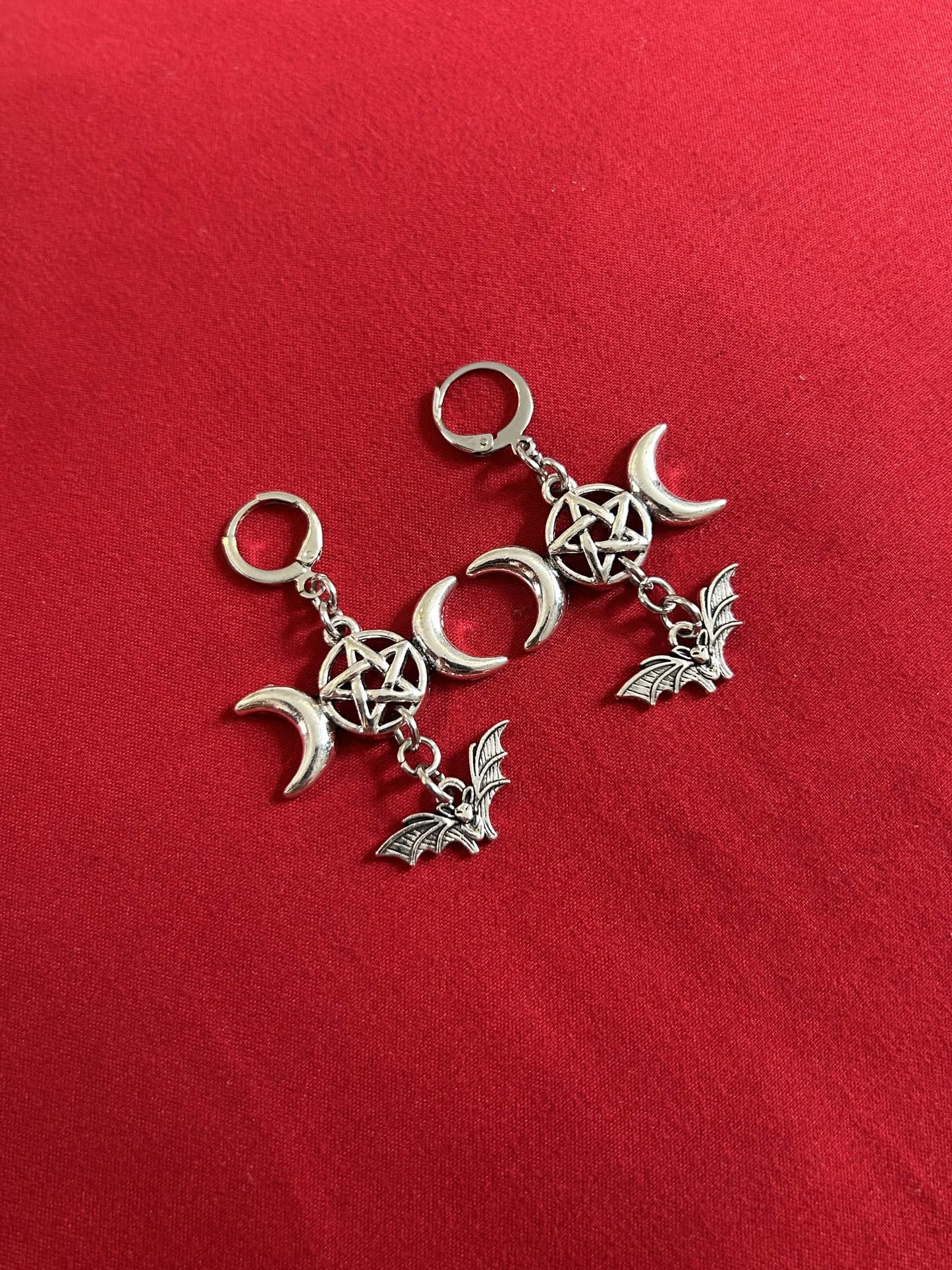 Pentagram Bat Earrings.