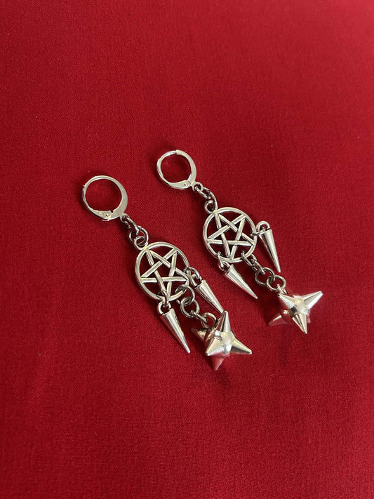 Pentagram Mace-Ball Earrings
