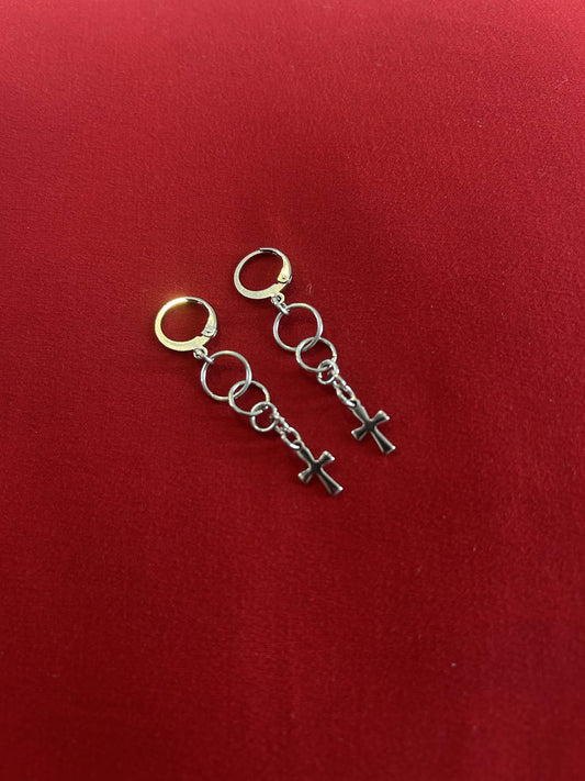 Multi-Hoop Cross Earrings