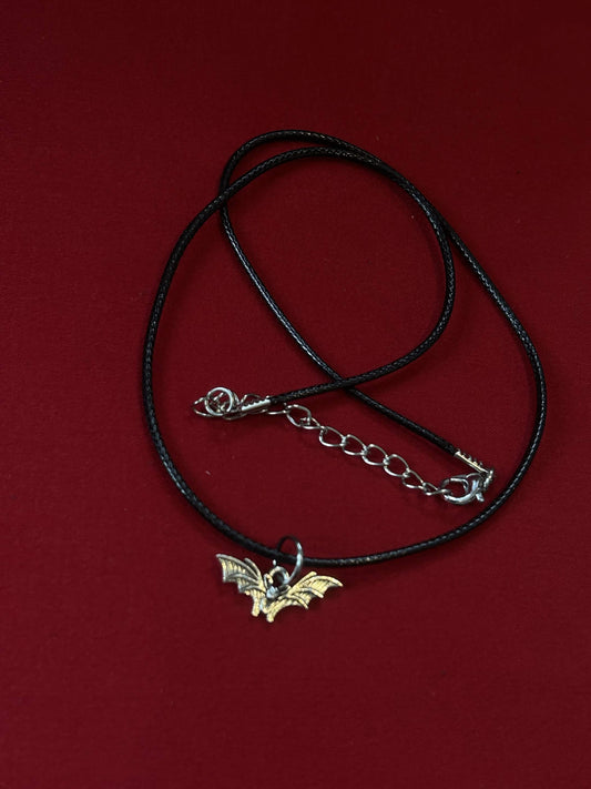 Black Cord Bat Necklace