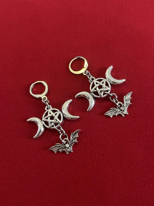 Pentagram Bat Earrings.